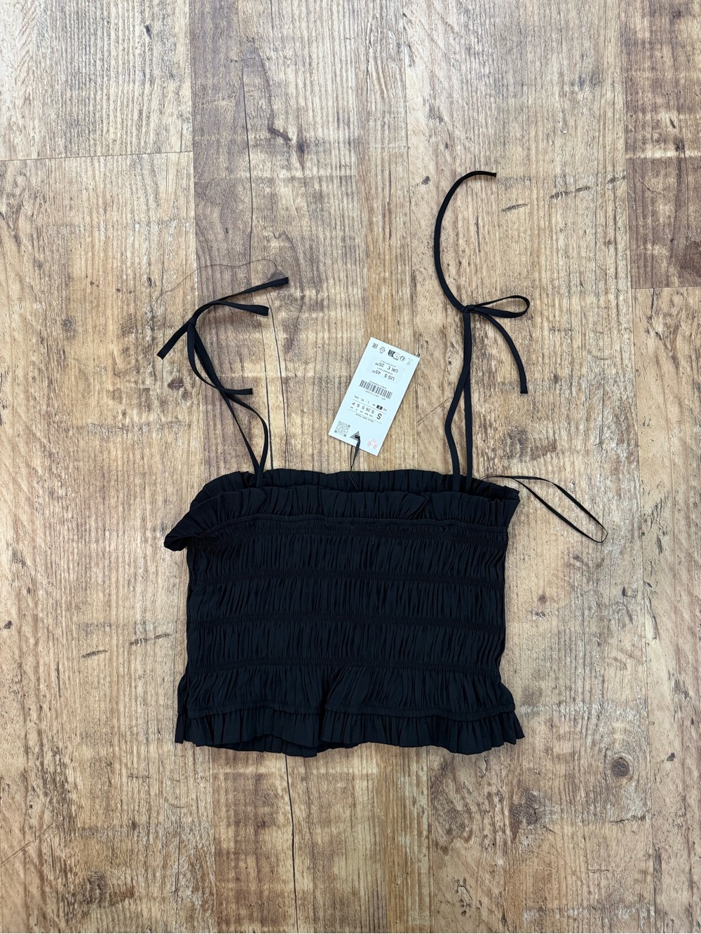 Zara Smocked Tie-Strap Crop Top - Women